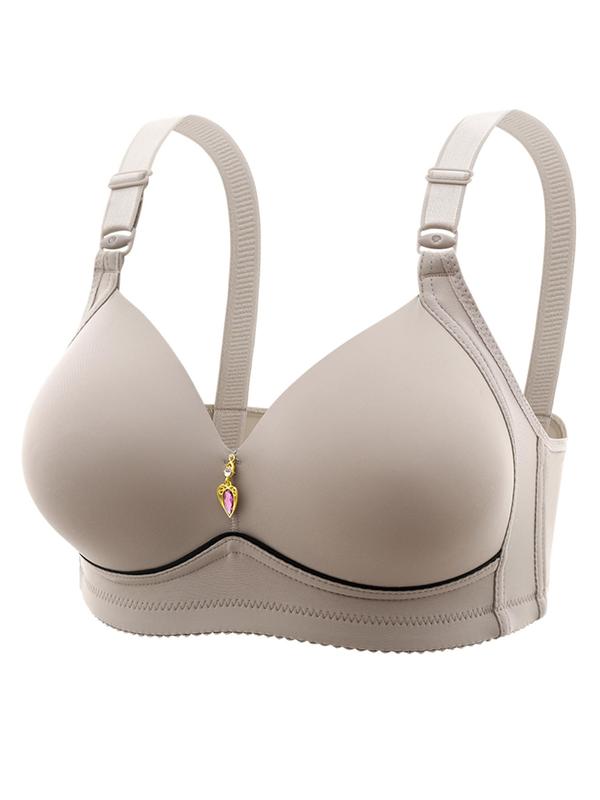 Women's Solid Color Contrast Binding Wireless Push Up Bra, Soft Comfortable Breathable Adjustable Strap Bra, Lingerie for All Seasons, Bras for Women